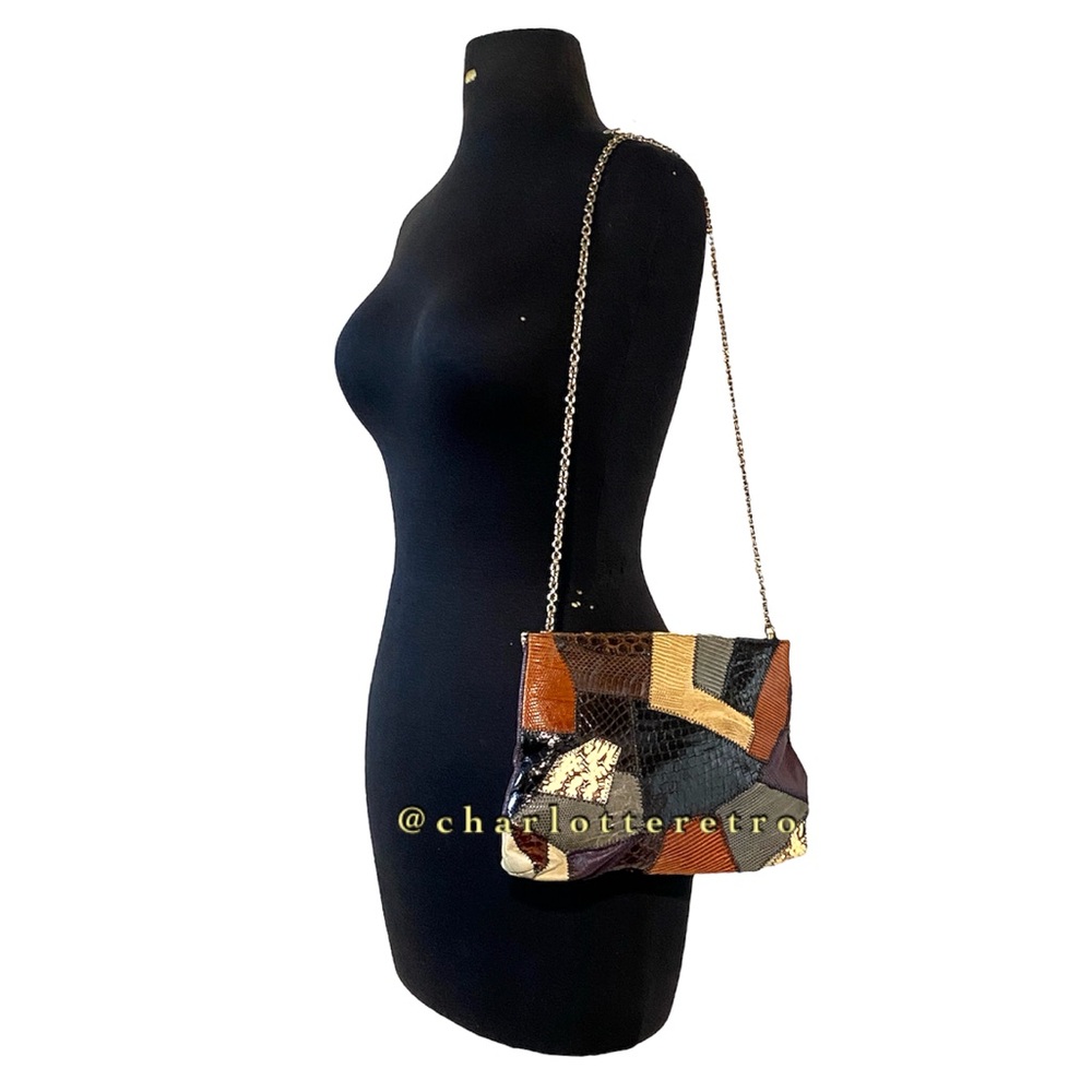 Vtg Caprice Original Patchwork Leather Clutch W C… - image 3